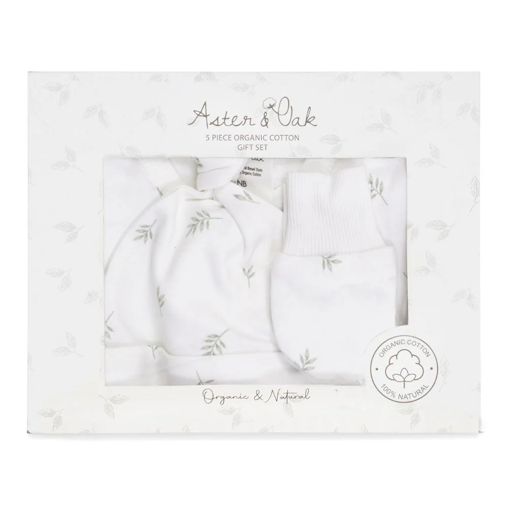 Aster & Oak 5 Piece Organic Cotton Gift Box Set - Little Leaf